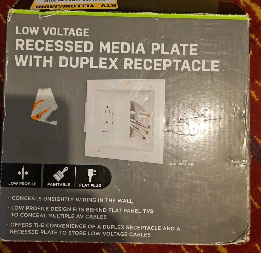Commercial Electric Low Voltage Media Plate Duplex Receptacle New Open Box
